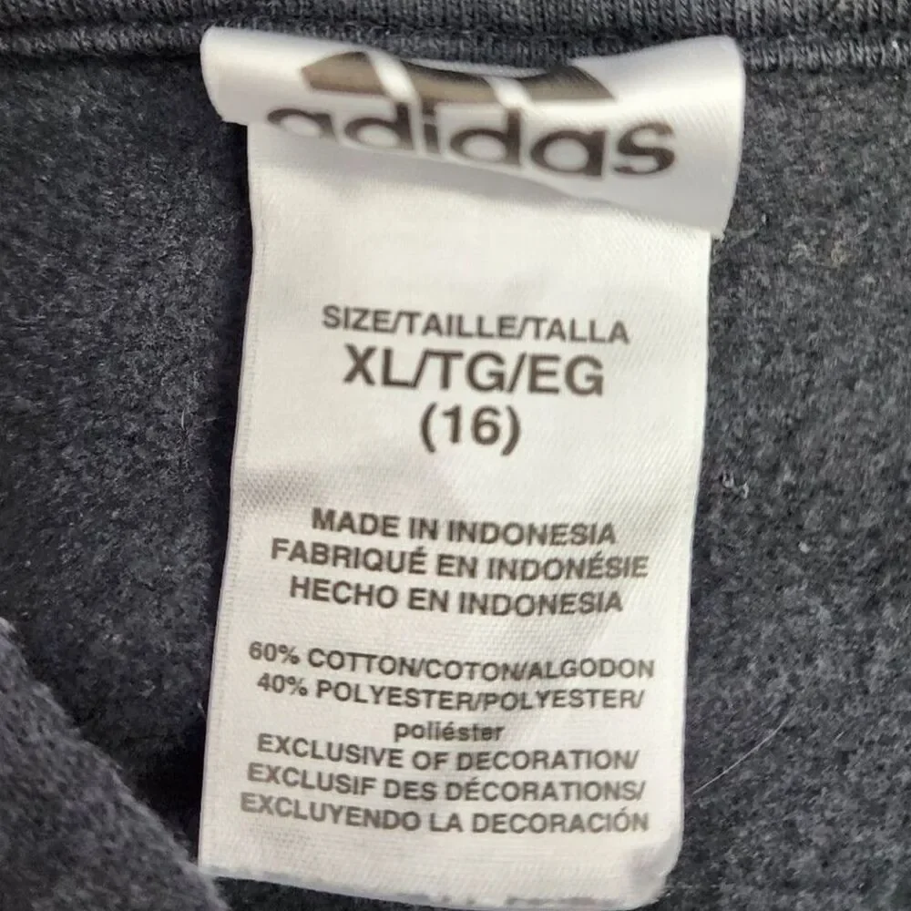 Adidas Hoodie Kid's 16 Fleece Pullover Hooded‎ Long Sleeve Black Stripe